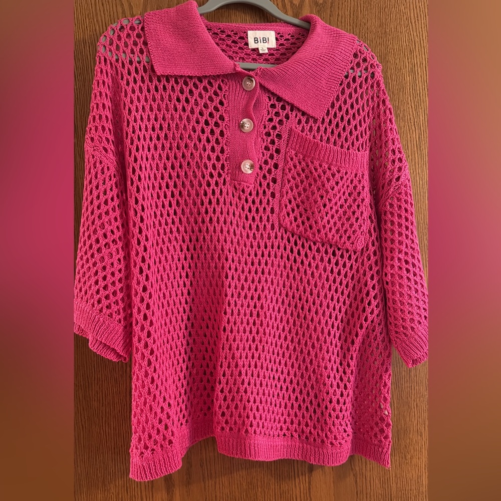 BiBi Fuchsia Open-Knit Sweater
